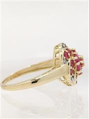 14k 3.8g Solid Yellow Gold Synthetic Spinel Swirl Bouquet Diamond Ring Size-7